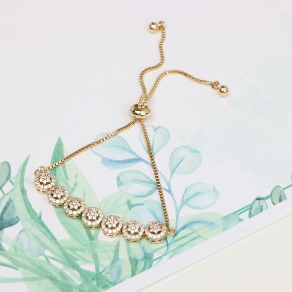 Elegant Rose Gold A-Bracelet with Sparkling Round Diamond Accents, XPAB0613 - Picture 6 of 12